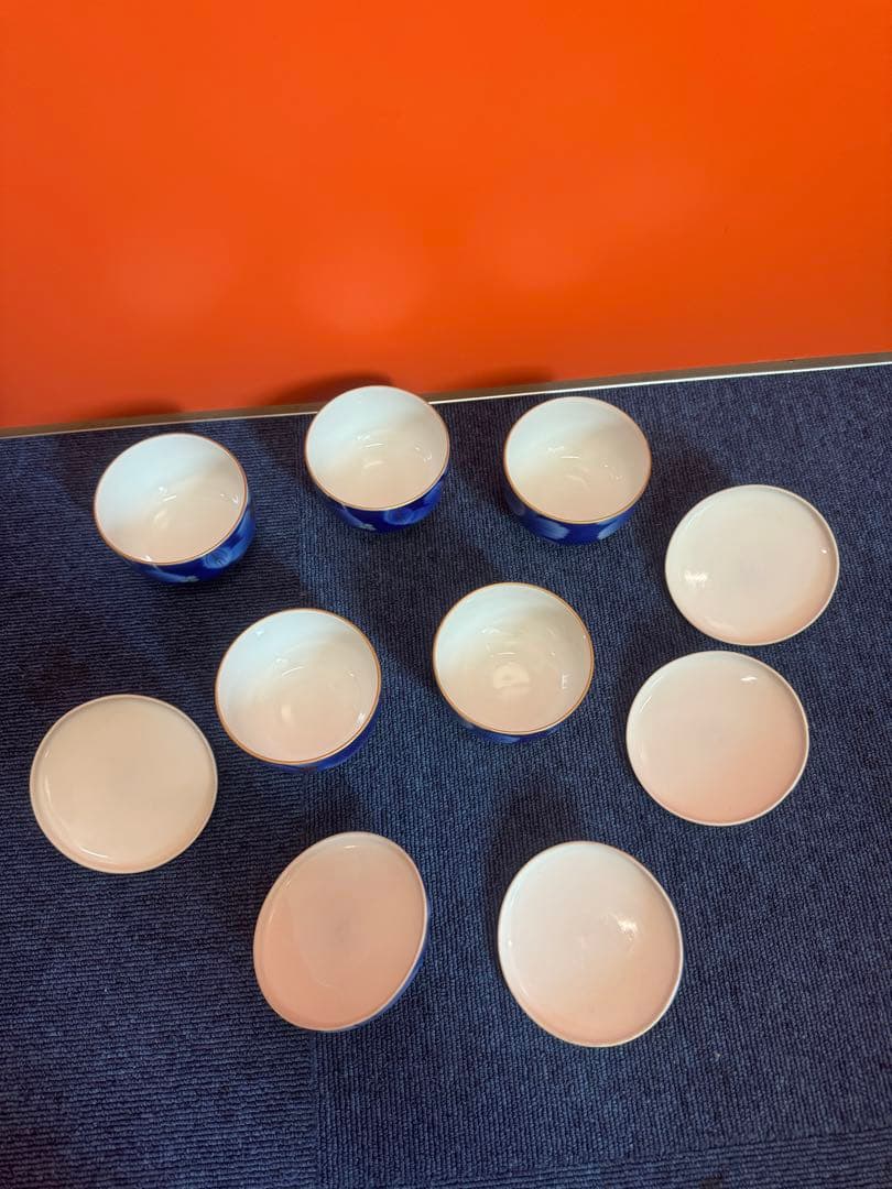 2031 深川製磁 葡萄瑠璃 湯呑蓋付 5客 金彩 未使用│rodoku.co.jp