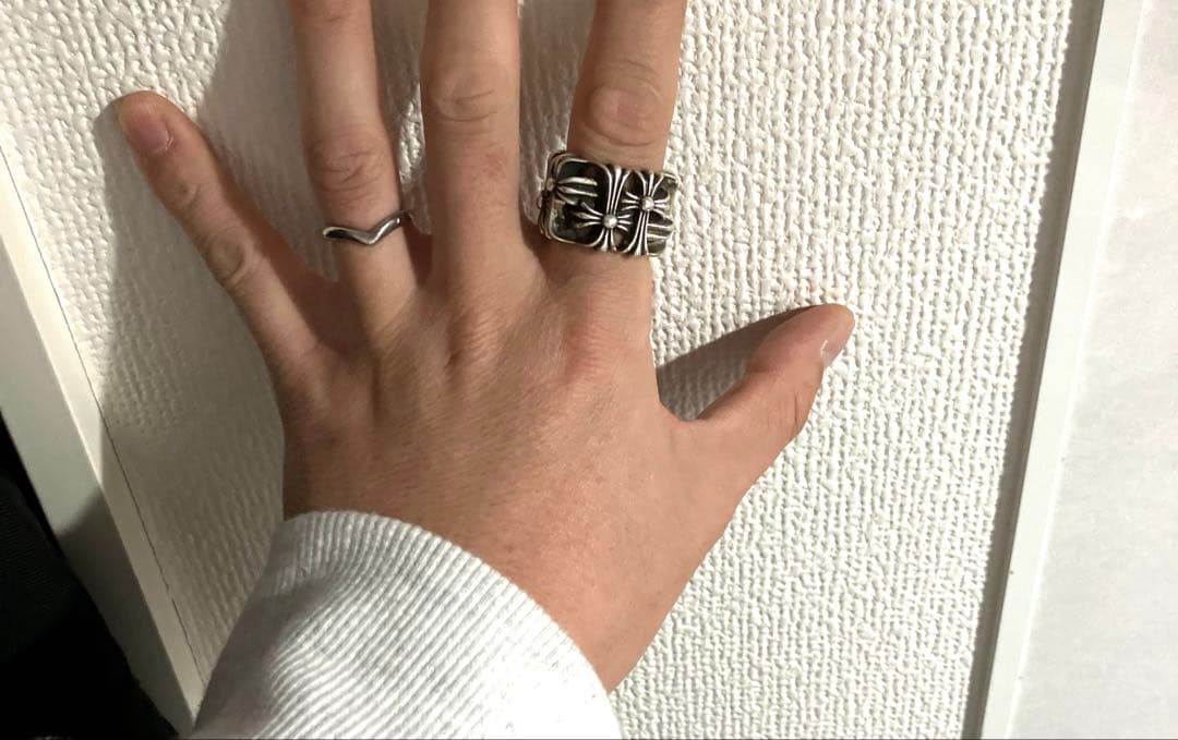 アキ最終超美品シルバー925 クロススクエアリング内径2センチ