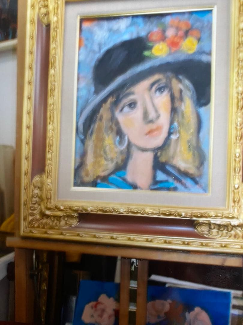 激安菊地正則油絵油彩画絵画フランスパリでみかけた女性美品額付き