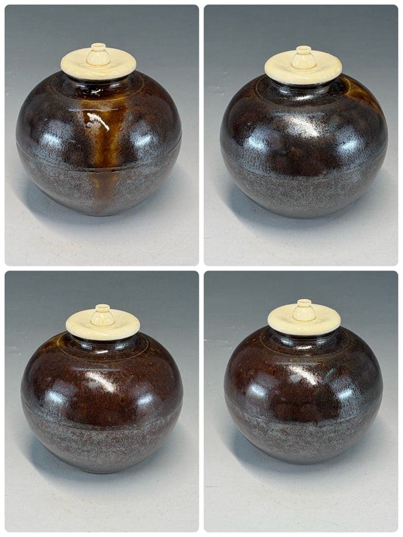 【中古品】笹田仁史造　珠光写文琳茶入（共箱）USED〈税込•送料込〉