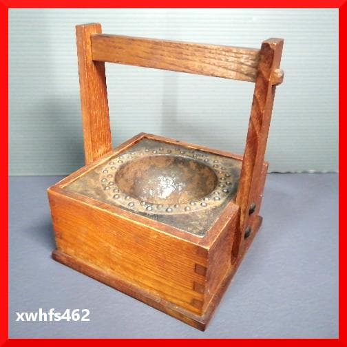 南部鉄器 岩鋳 煙草盆 灰皿 木製 木箱 南部鉄器 岩鋳 木製 手提げ
