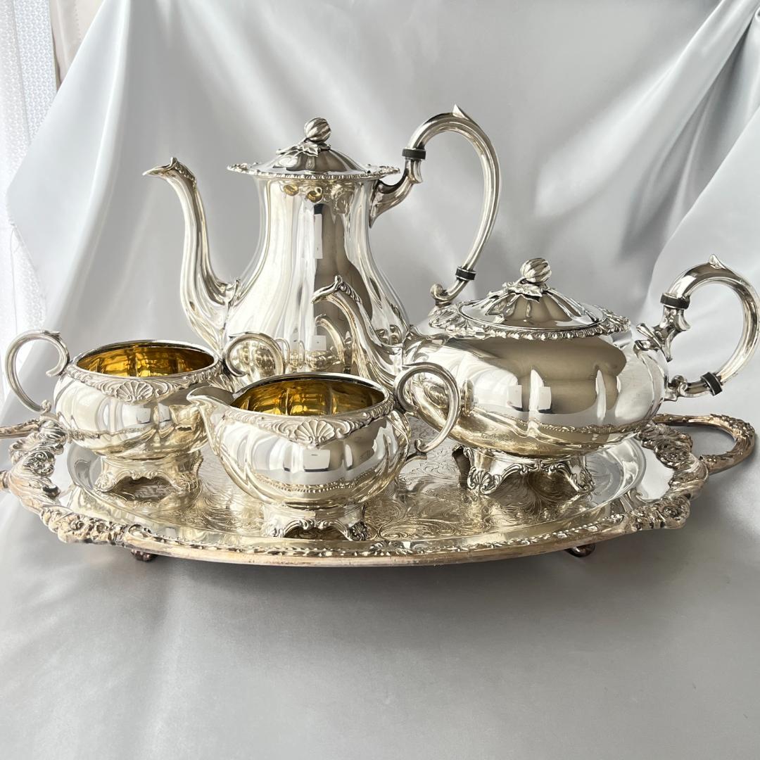 【Haddon】メロンフォルムのティーサービス 4点【シルバープレート】