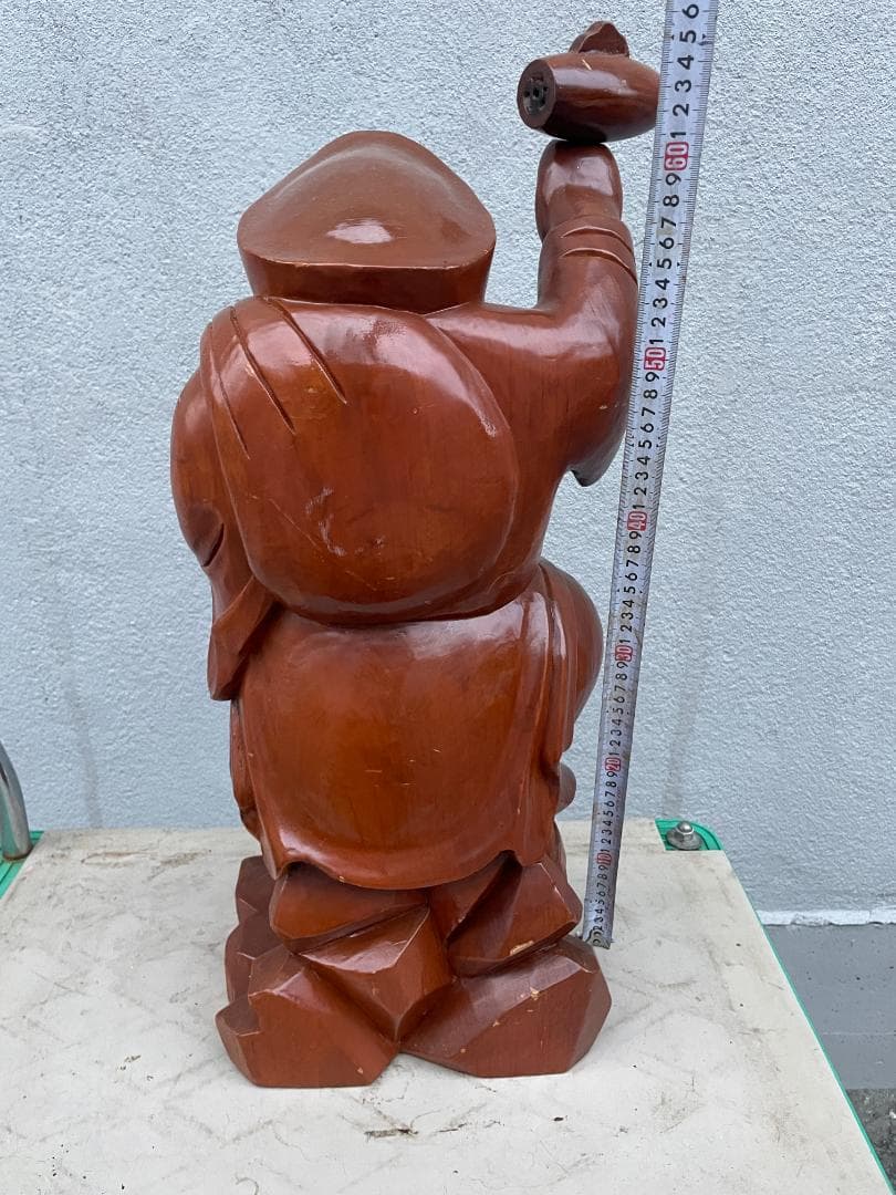 ☆状態〇☆ 昭和レトロ 木彫り 彫刻 大黒天 全長約65cm 木彫 木製 七福神