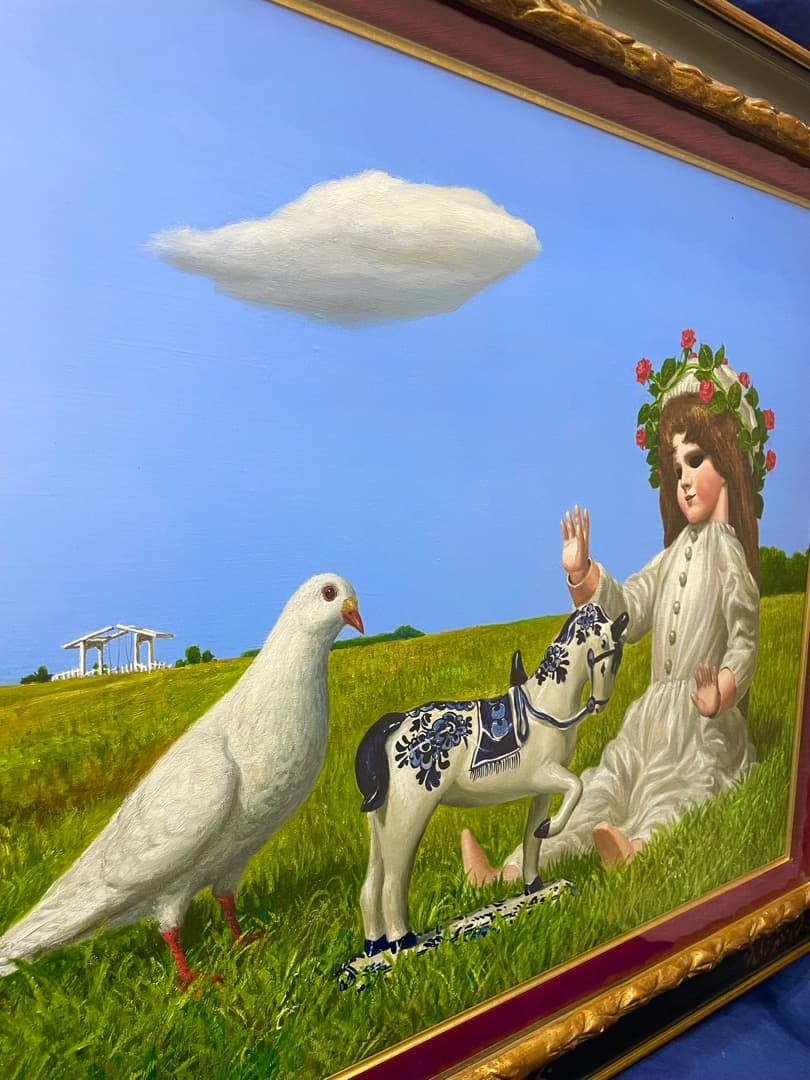 ◇不気味でファニーな世界観◆小松崎 邦雄『デルフトあたり』油彩 15号 共シール