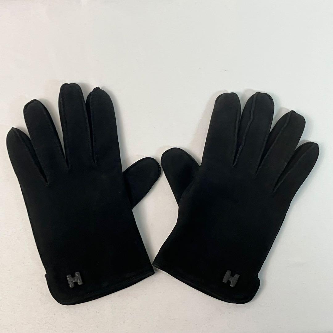 未使用級】HERMES エルメス 最上級カシミア スエード 手袋 Hロゴ 黒
