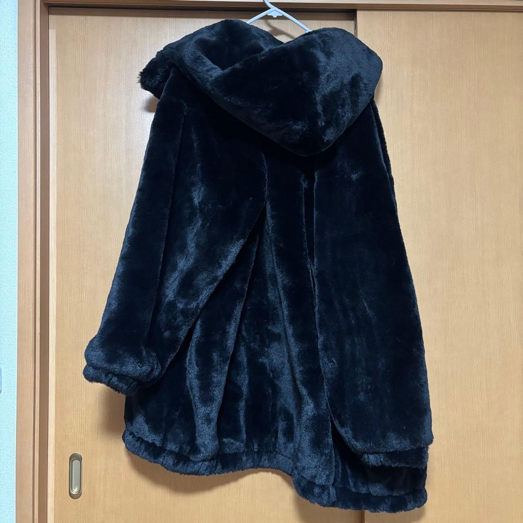 ZARA ファーコート 黒　エコファーコート　コート　ブラック　ロングコート