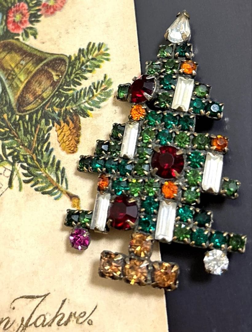 USA WEISS ヴィンテージブローチ Xmas Tree 5Candles Vintage 1950s