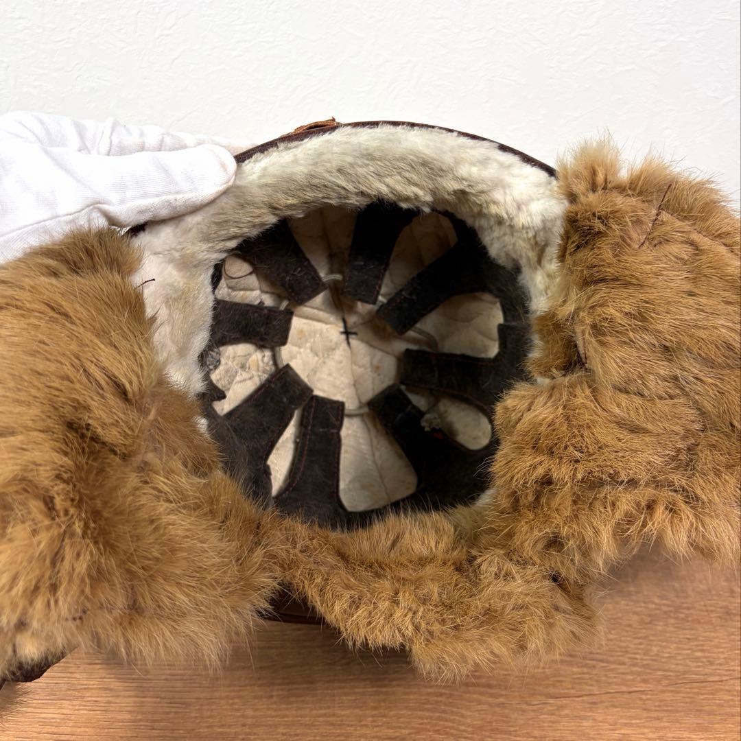 貴重 当時物 実物 旧日本陸軍 戦車帽 防寒型 冬様 革製 日本