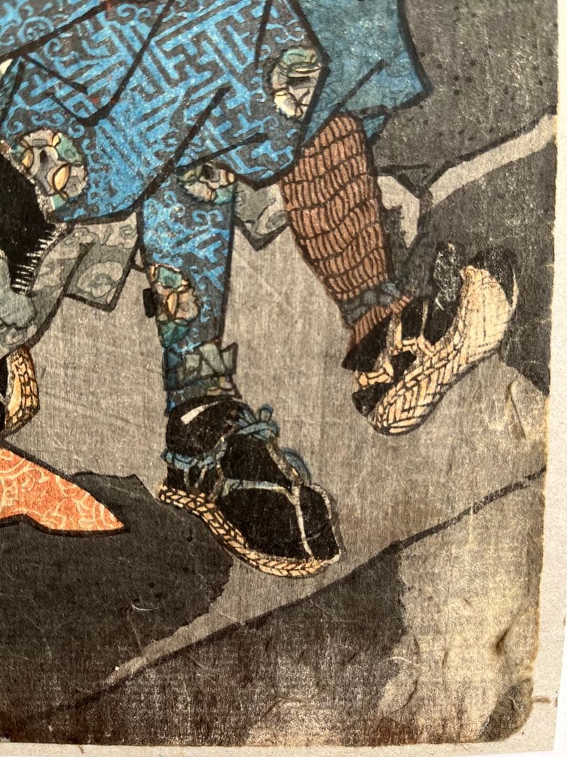 浮世絵 江戸時代 木版画 歌川国輝 歌舞伎絵 太平記 骨董 アンティーク 日本