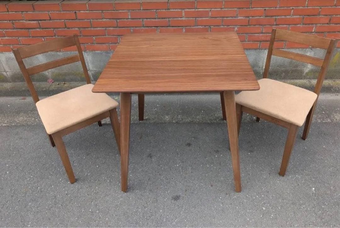 ＊東京都付近限定品＊美品　オーヤマ　木製　ダイニングテーブルセット ブラウン