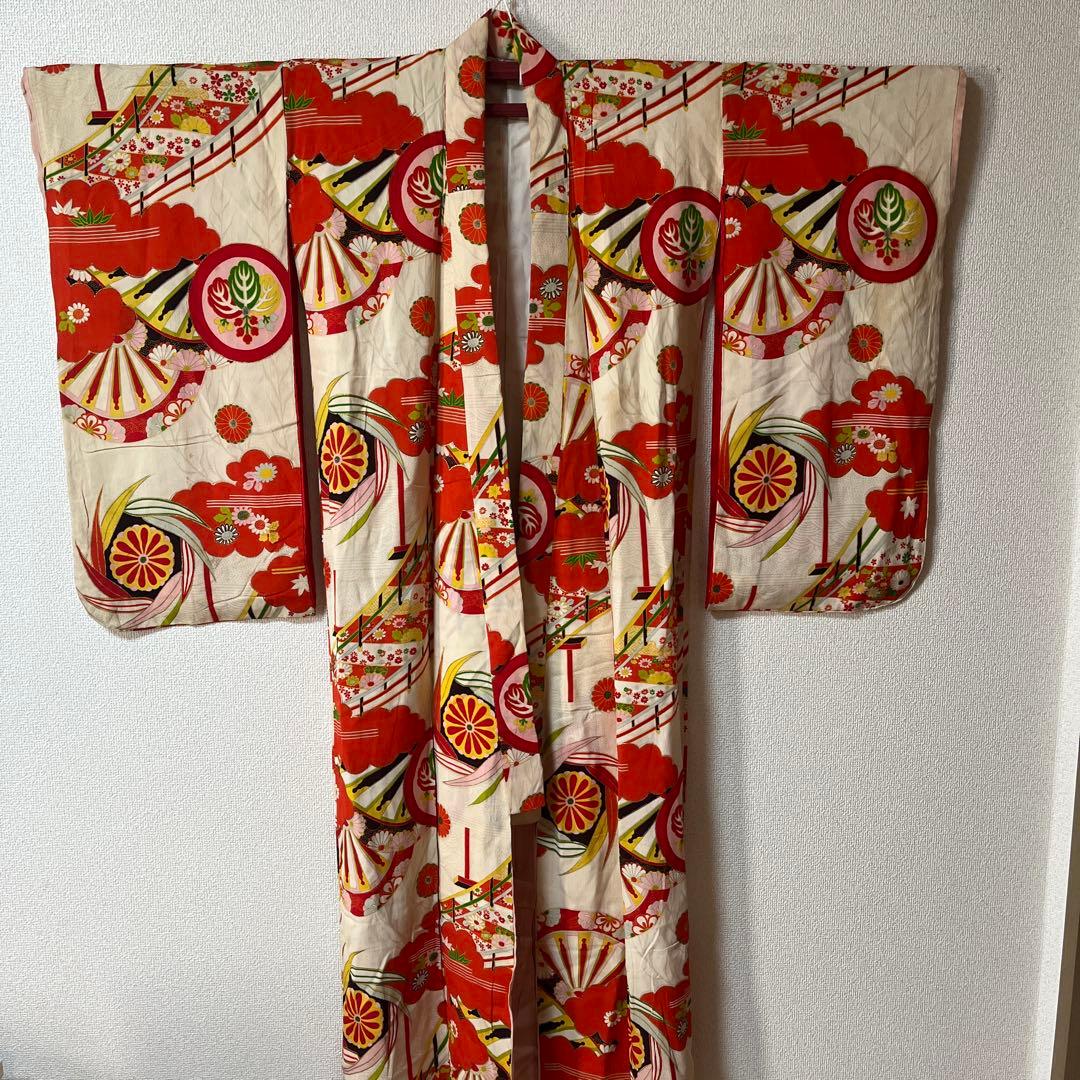 七五三　7歳　女の子　着物　アンティーク　正絹　着物セット