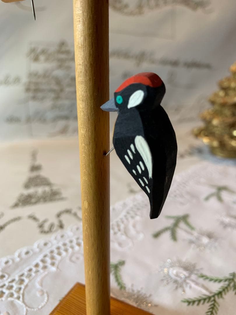 ドイツ製 木製人形 レアなエルツのビンテージの沢山の小鳥の止まり木！