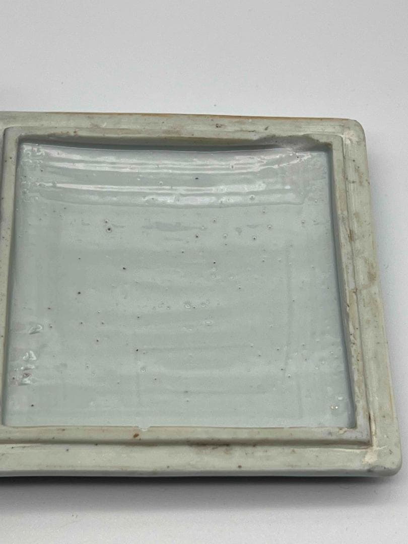 清雍正時代 染付 青花祥瑞花卉文四方印泥盒 蓋盒 香盒 文