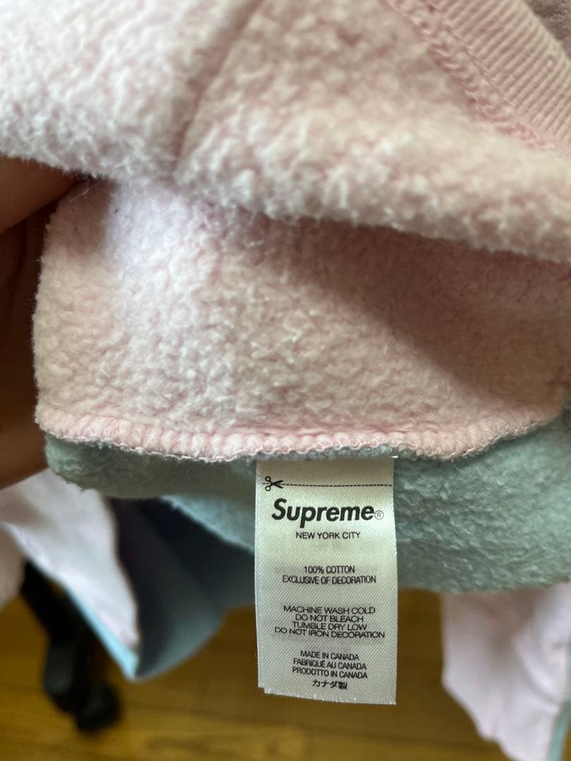 Supreme 21AW Sロゴフード付きパーカー ピンク/水色