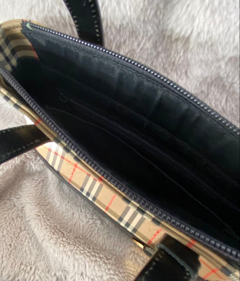 BURBERRY ハンドバッグ キャンバス レザー トートバッグ