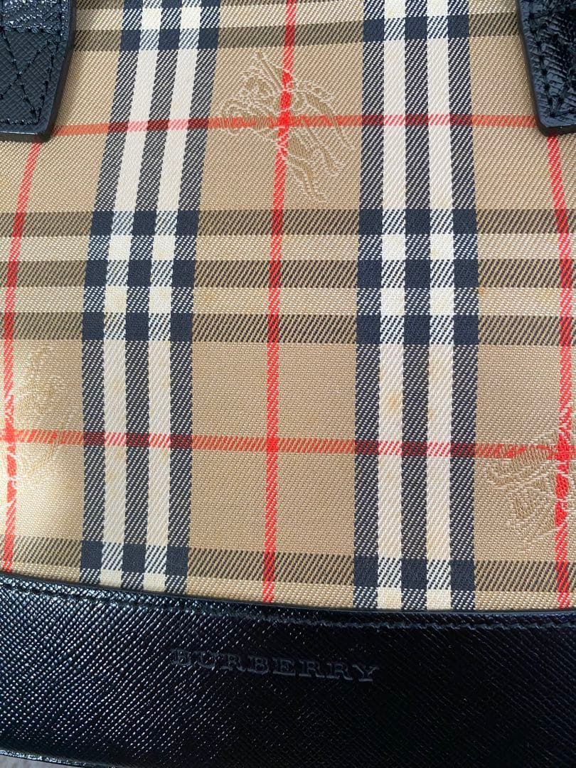 BURBERRY ハンドバッグ キャンバス レザー トートバッグ