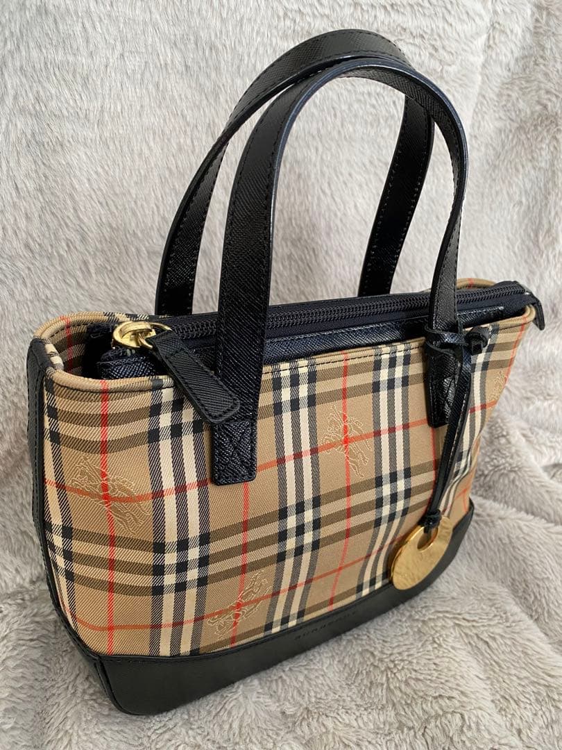 BURBERRY ハンドバッグ キャンバス レザー トートバッグ