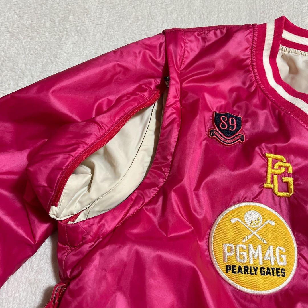 パーリーゲイツ　リバーシブル　4way　中綿　スニード　ベスト　ピンク　L