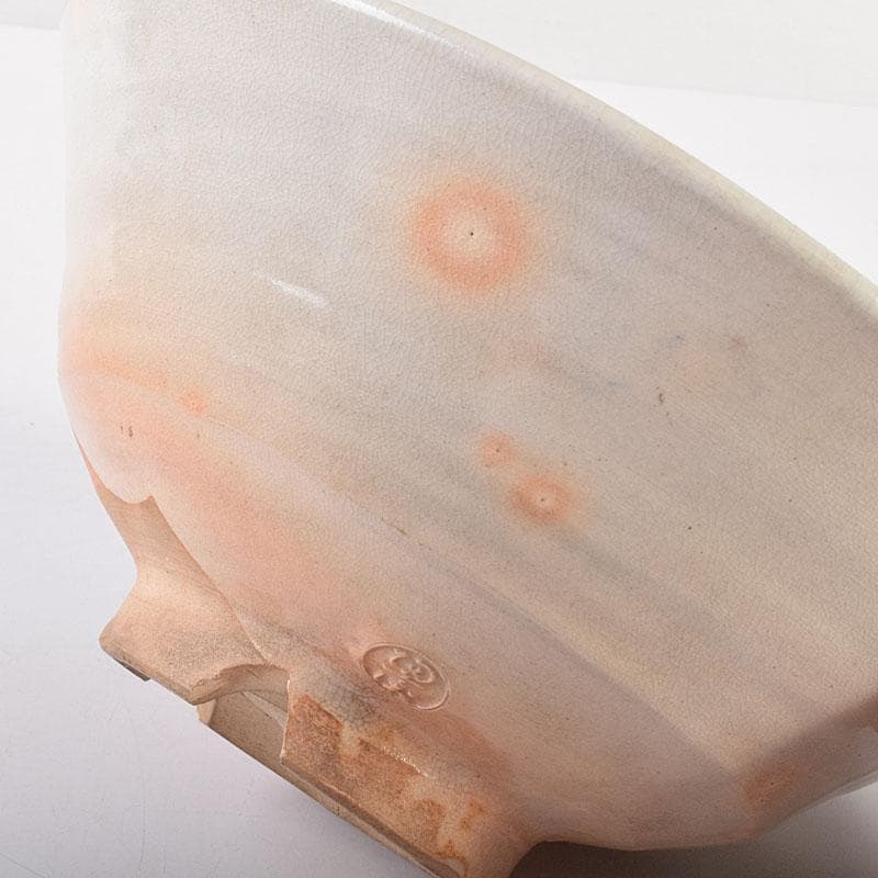 茶道具　萩焼　十一代高麗陶兵衛作　染付達磨図　菓子鉢　共箱　N　7173