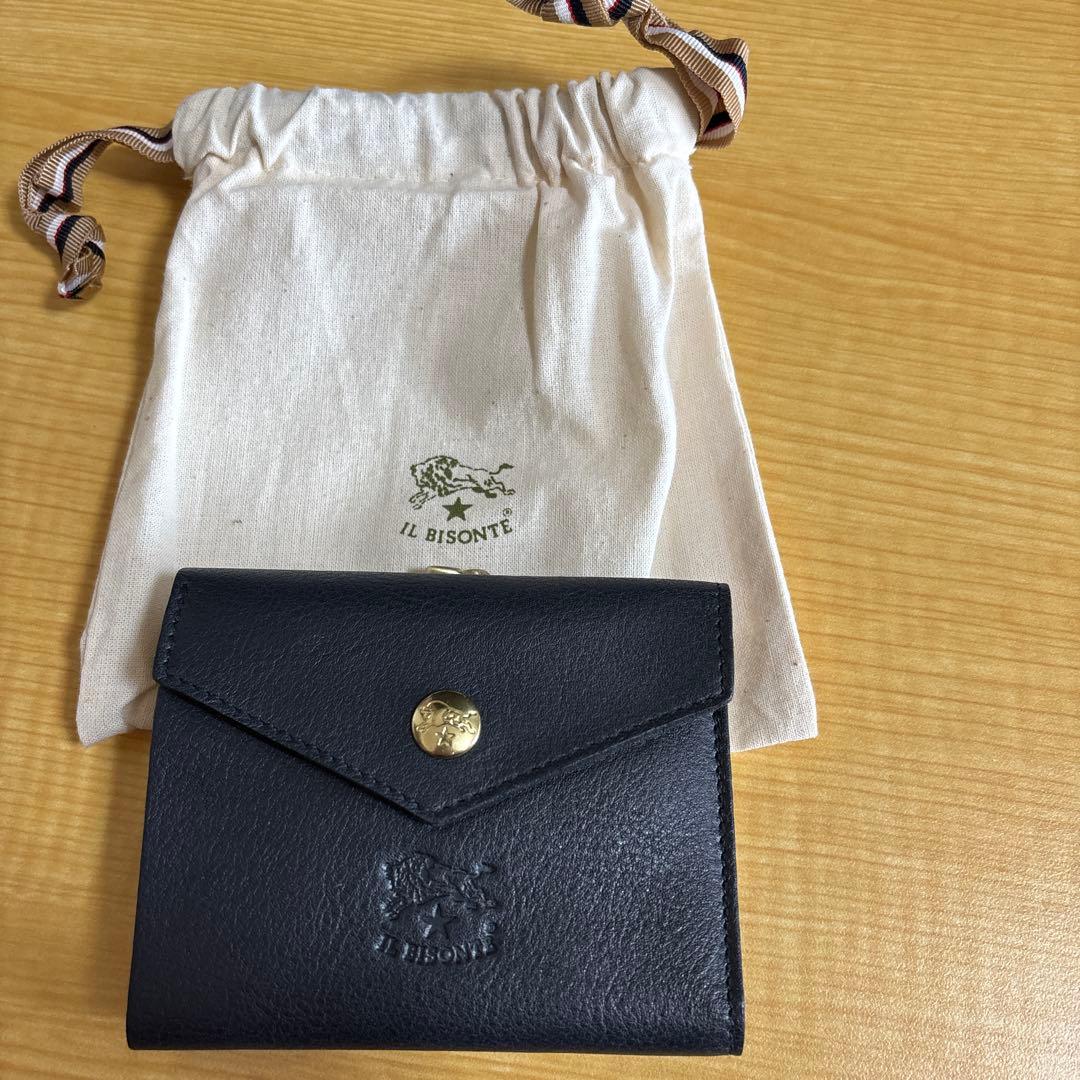 IL BISONTE 三つ折り財布 ブラック 保存袋付き