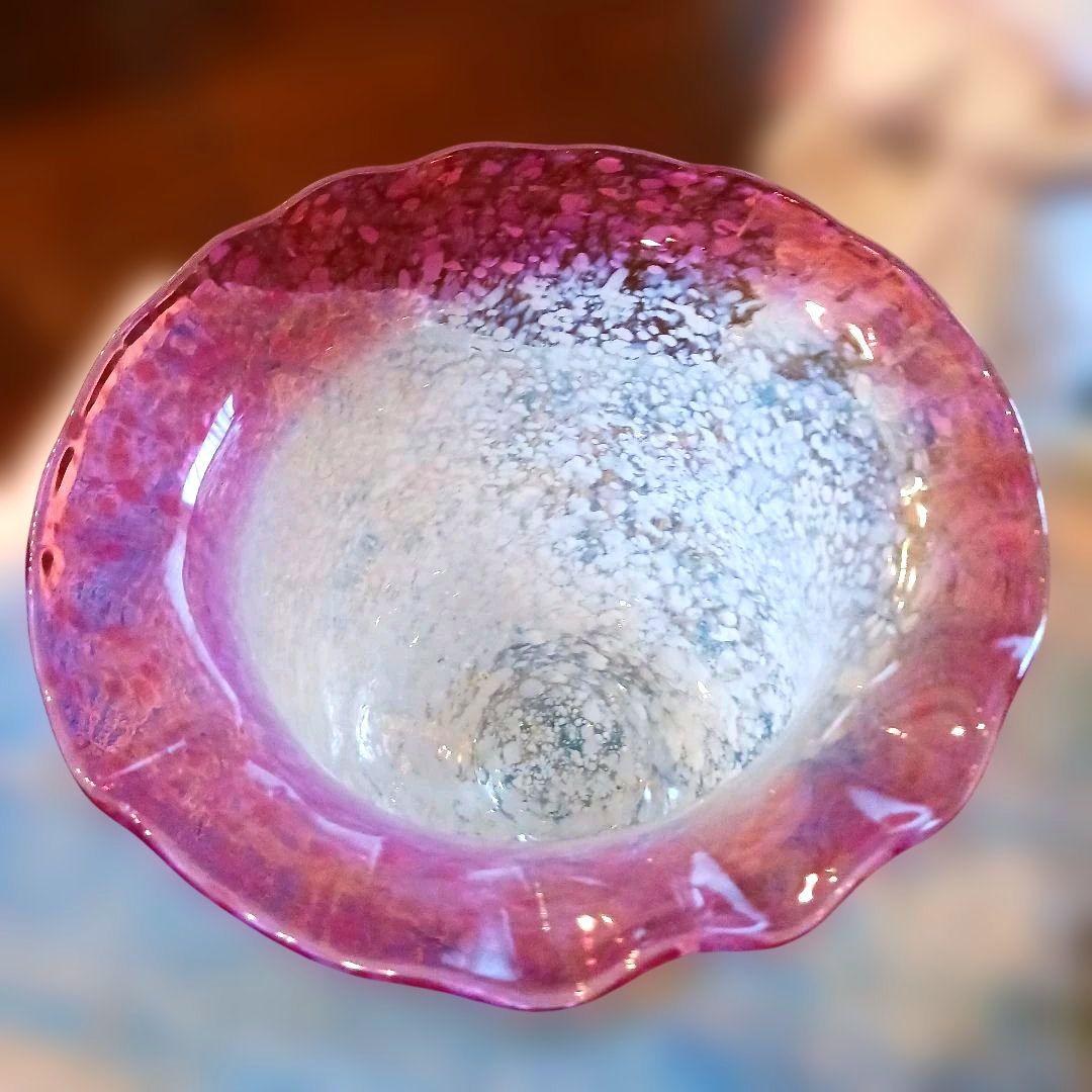 大正ガラス 特大コンポート アンティーク