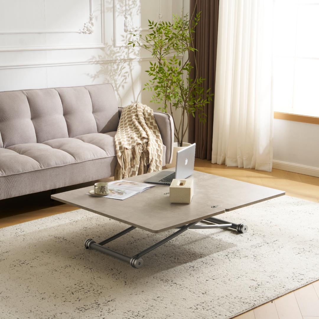 タイムセール！ダイニングテーブル【単品】　ガス圧昇降式テーブル　GREY