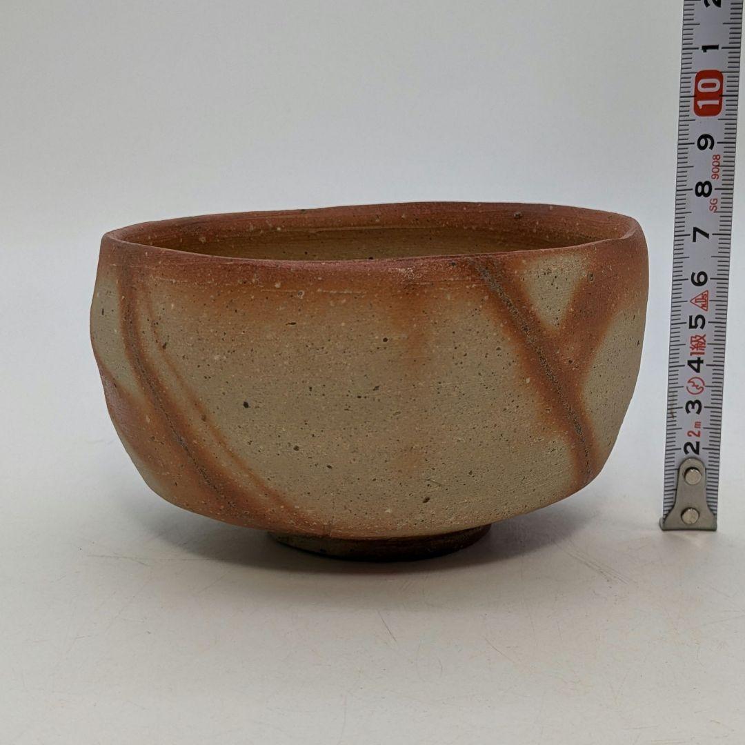 初代森陶岳 備前焼 緋襷茶盌 合箱合布 折松葉印 抹茶碗 抹茶茶碗 茶道具 茶器