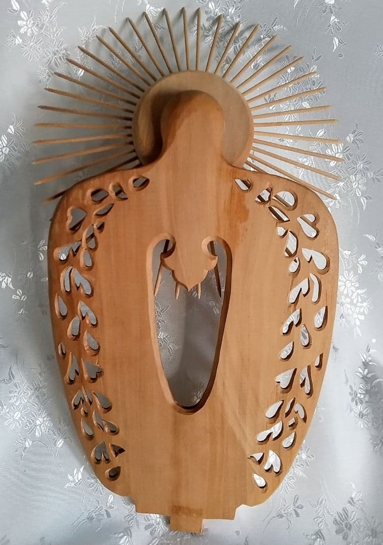 光背のみ#554 立像6.0寸用 放射光 火焔 透し彫◇白檀 木彫