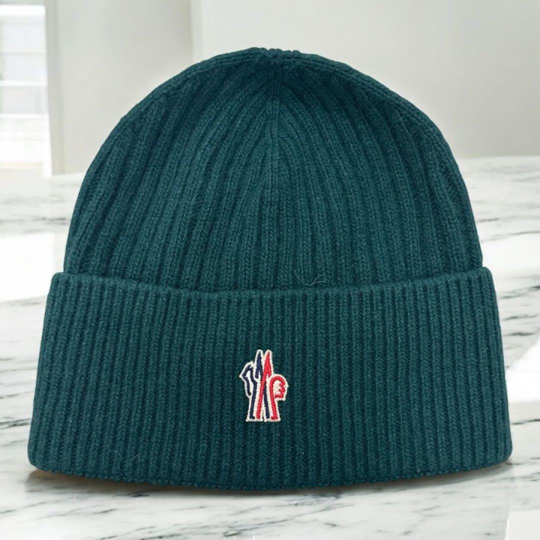 MONCLER モンクレール グリーン ニット帽 ビーニー グルノーブル ロゴ