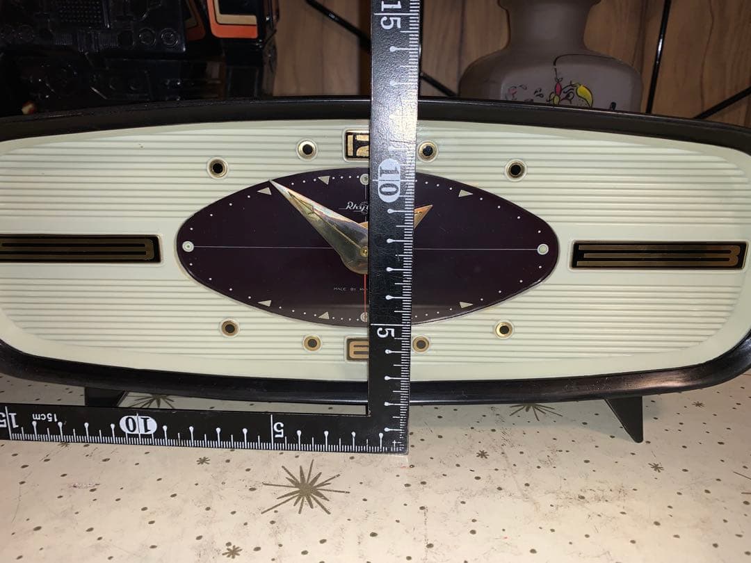 昭和レトロ 動作品 リズム時計 ゼンマイ式 ミッドセンチュリー ロカビリー