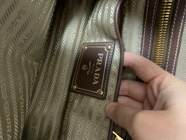 最終値下げ美品♪プラダ/2way/ハンドバッグ/ショルダー/ブラウン/キャンバス