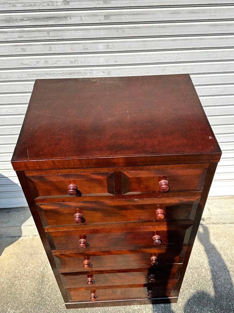 松本民芸家具 チェスト 特注サイズ 細身 D型整理タンス 箪笥 小引出