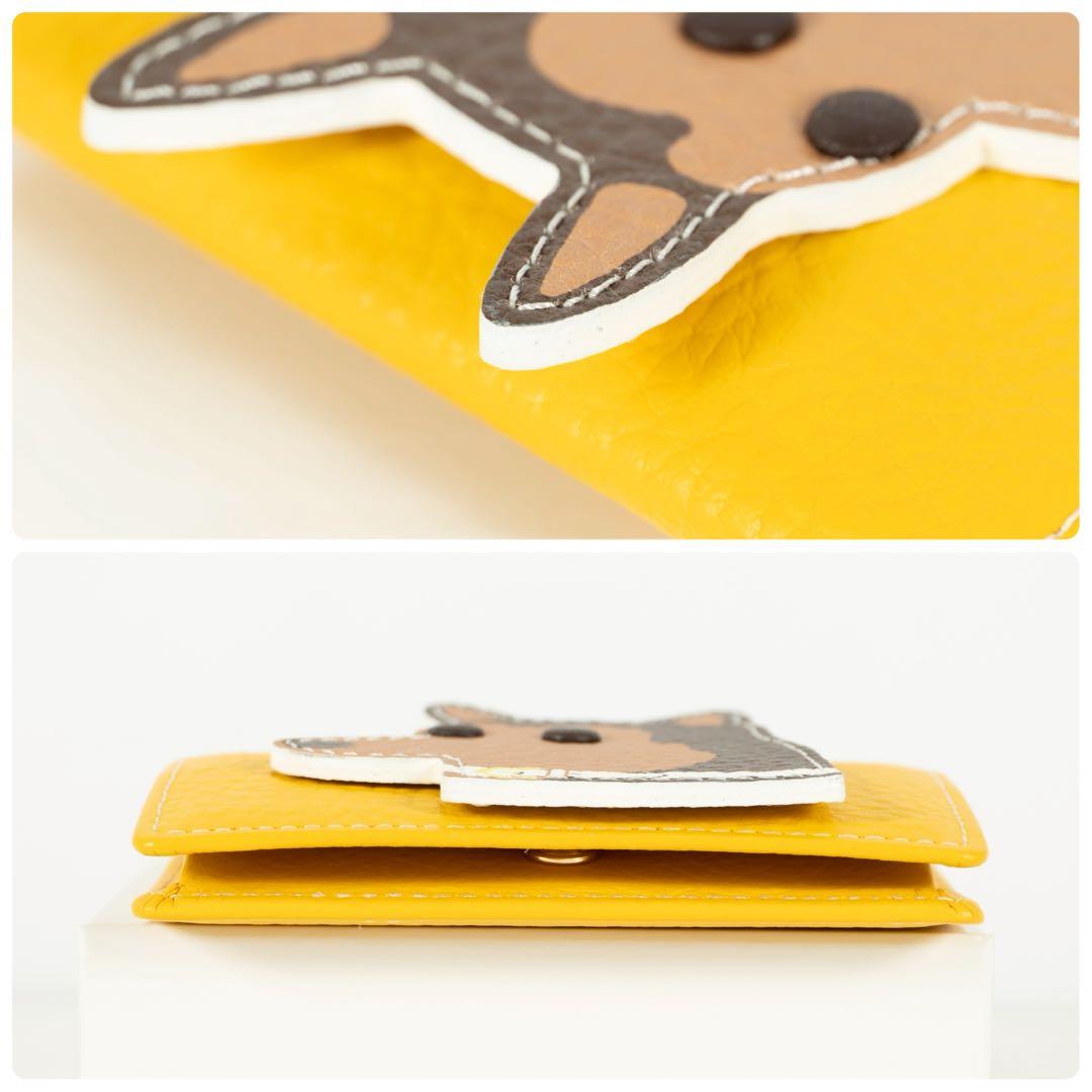 【未使用級✨】キタムラ 犬 箱付き ケース シボ レザー イエロー