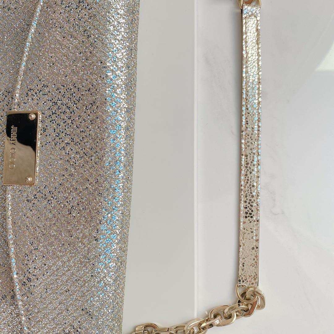 ジミーチュウ　ハンドバッグ　シルバー×ゴールド