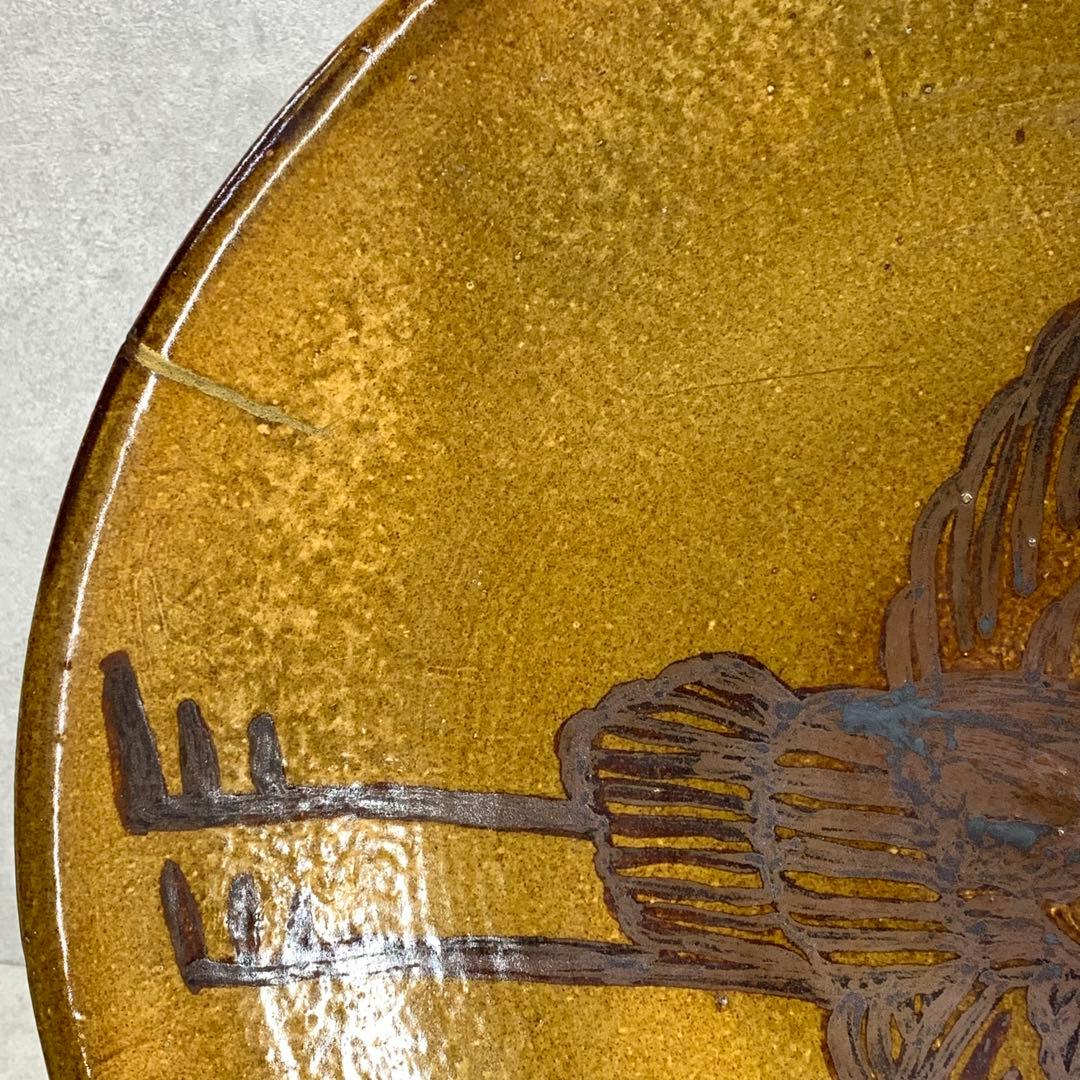 直径 44cm ! 大皿 飾り皿 鶴 飛躍 布志名焼 アンティーク レトロ ①