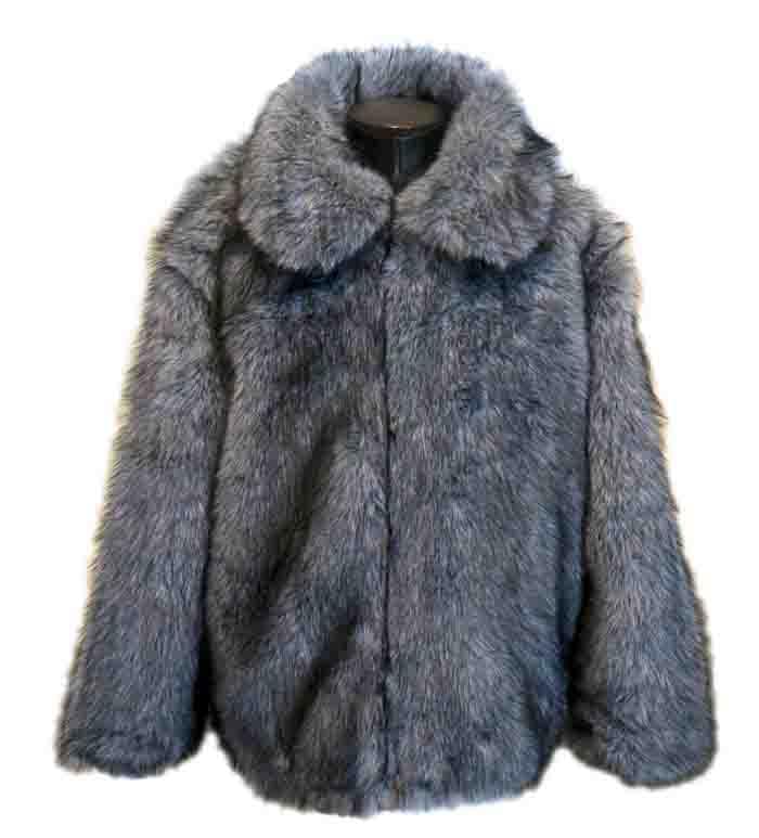 S ファー ブルゾン ジップアップ 大きな襟 グレー ロック ロカビリー V系