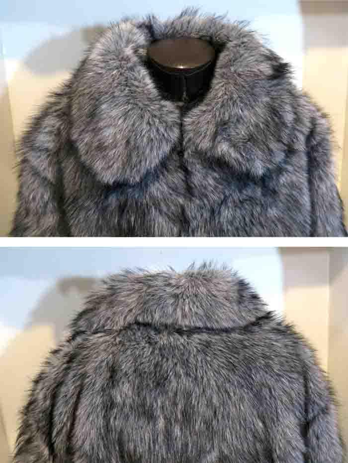 S ファー ブルゾン ジップアップ 大きな襟 グレー ロック ロカビリー V系