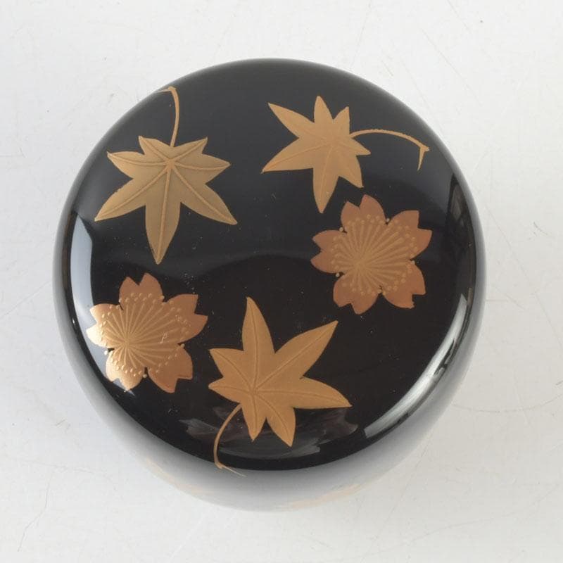 茶道具 山中塗 中村宗悦作 雲錦蒔絵 中棗 共箱 V 9300