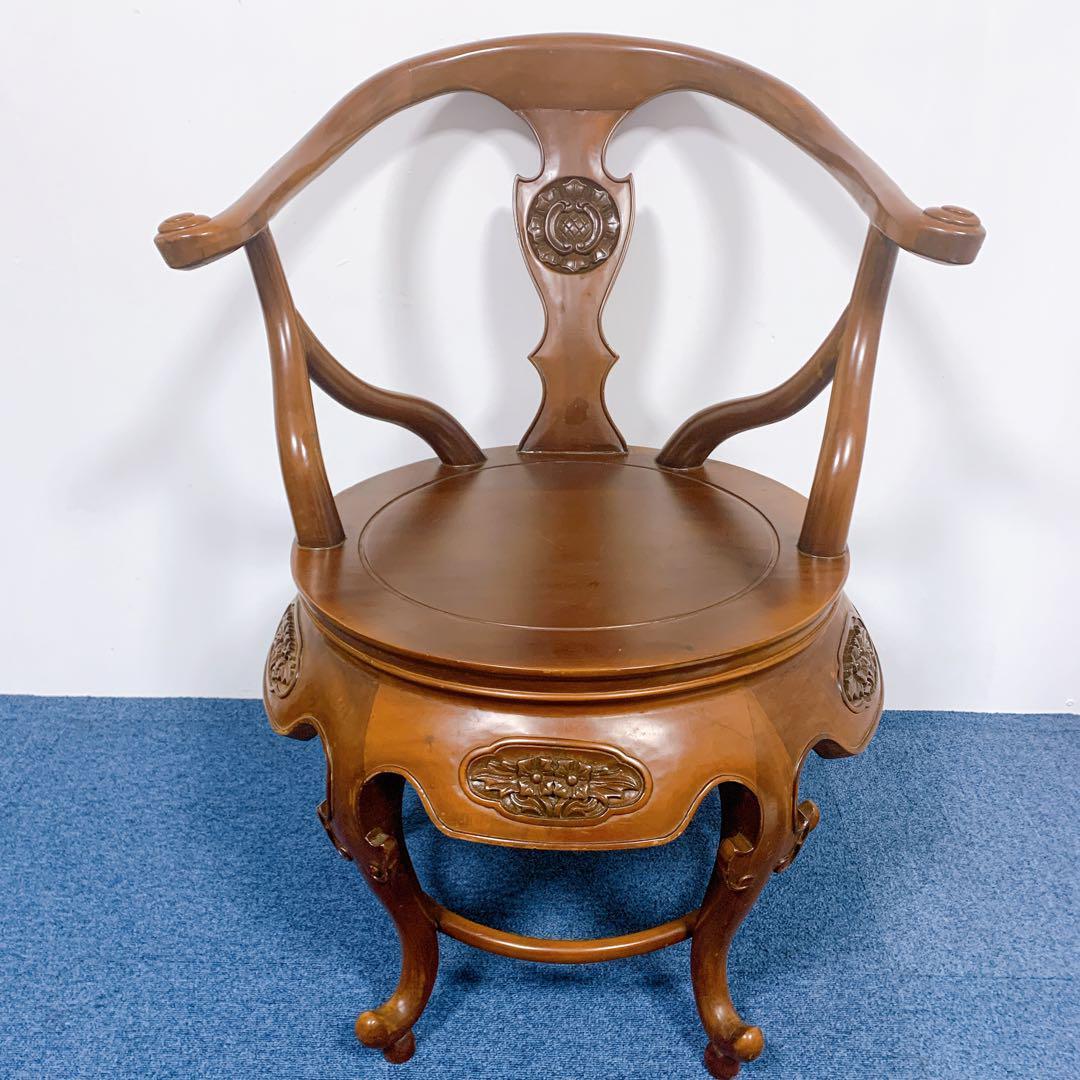 唐木家具 彫刻ダイニング 猫脚アームチェア 李朝家具 花梨② 唐木家具 彫刻