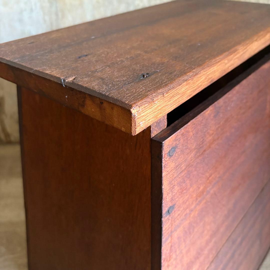 昭和レトロ ヴィンテージ 木製踏み台 丸穴屑入 古道具 オイルフィニッシュ