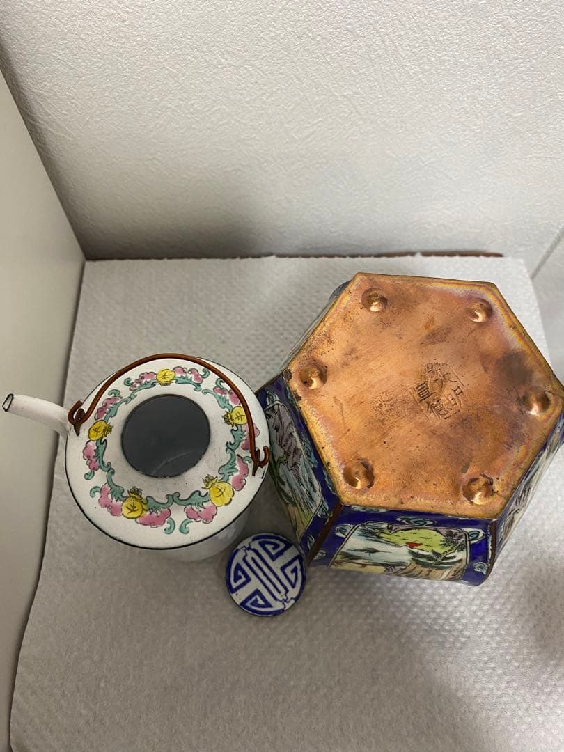 中国 六角酒器 チロリ 熱燗 大明宣徳 アンティーク ヴィンテージ 徳利