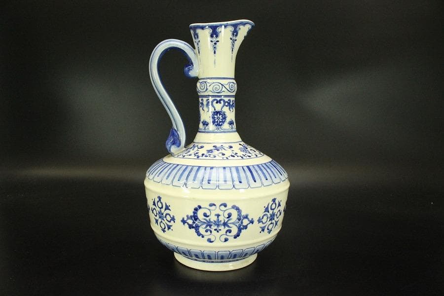 中国美術 青花 纏枝花紋 水注 瓶 中華民国(A884)