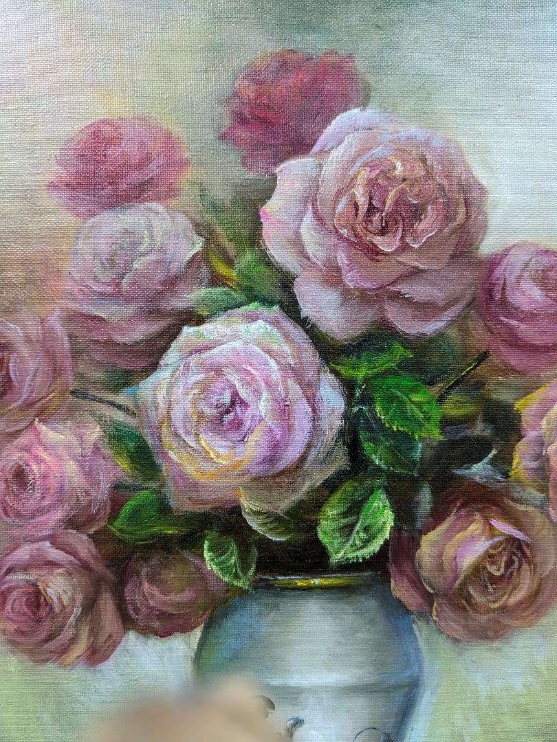 画家haru　油彩画☆F６号★薔薇★　真作、原画、一点物。