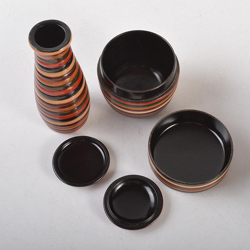 茶道具　漆塗　春慶塗茶箱　洞華作　茶碗　香合など　七点　一式　仕覆付　C6457