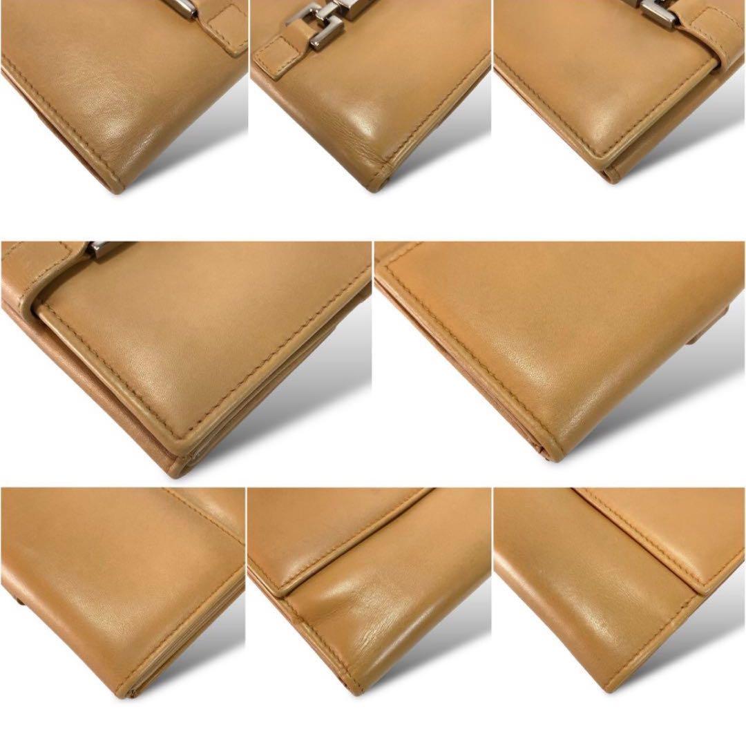 美品】 グッチ GUCCI ジャッキー レザー 二つ折り財布 シルバー金具