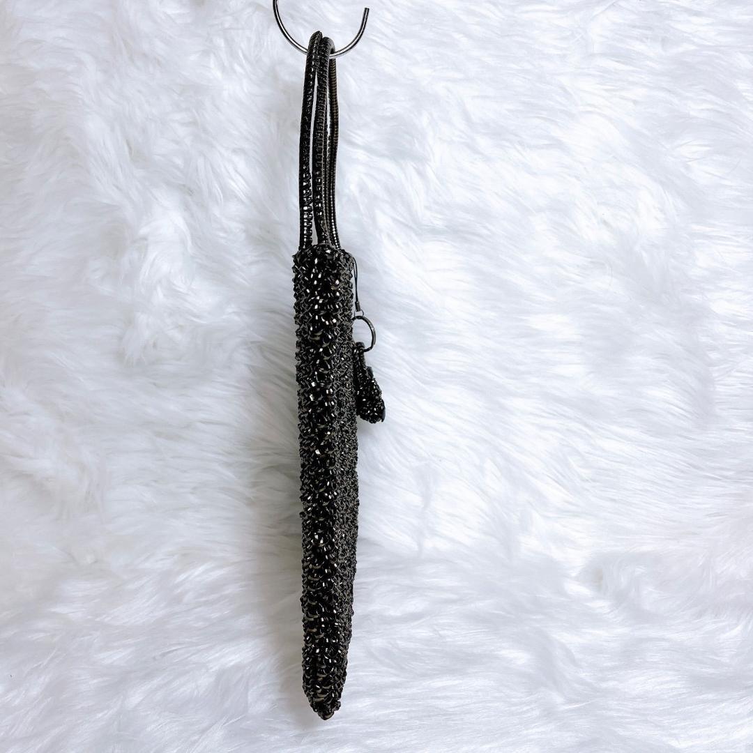 美品　アンテプリマ チャーム付き ワイヤーバッグ スクエア ブラック