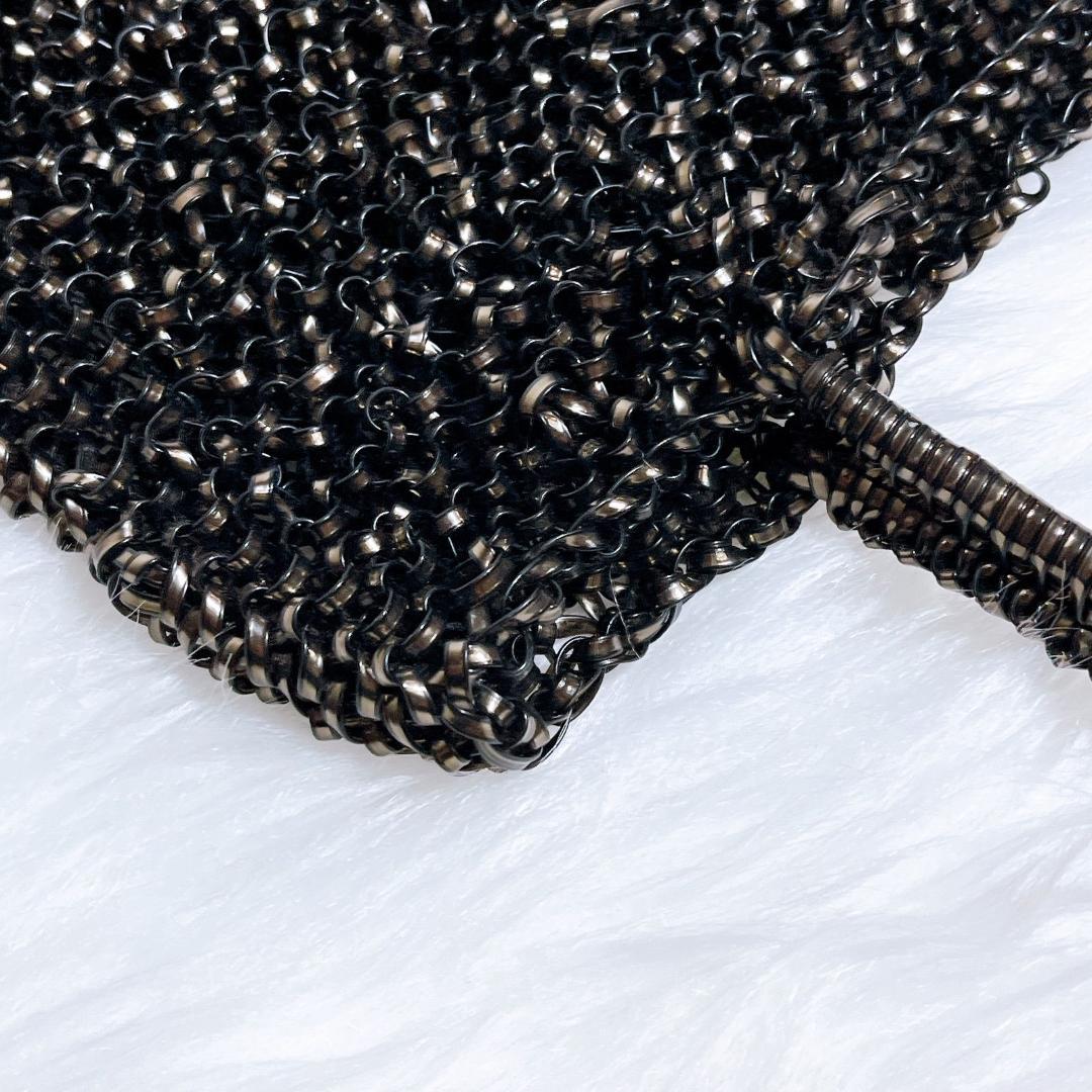 美品　アンテプリマ チャーム付き ワイヤーバッグ スクエア ブラック