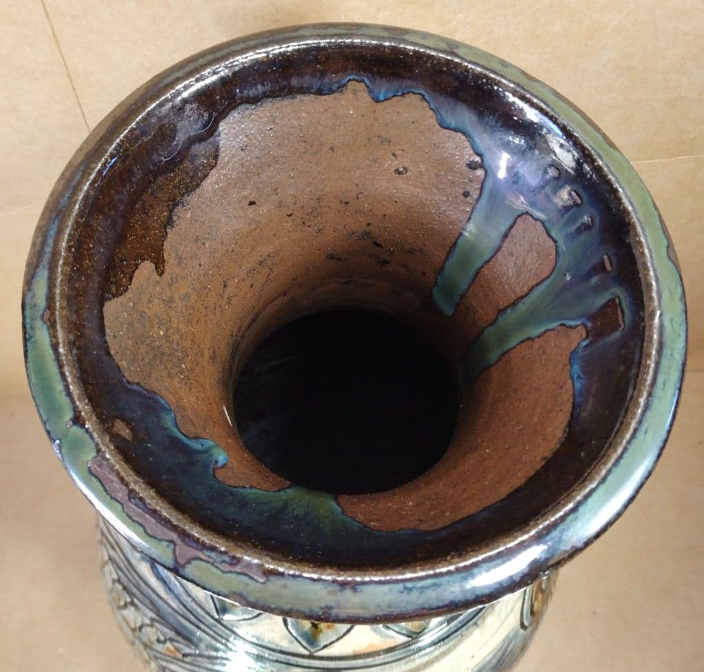 大傑作【本物保証】金城次郎 海老魚紋大壷 共箱 h38cm超 栞 人間国宝本人書