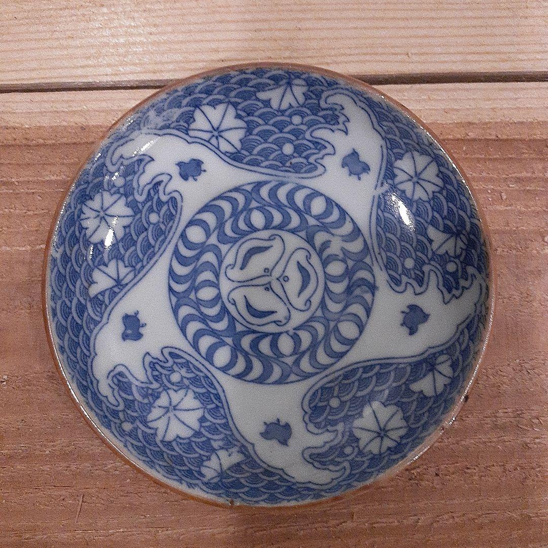 Z021】青い花模様の陶器皿10枚セット