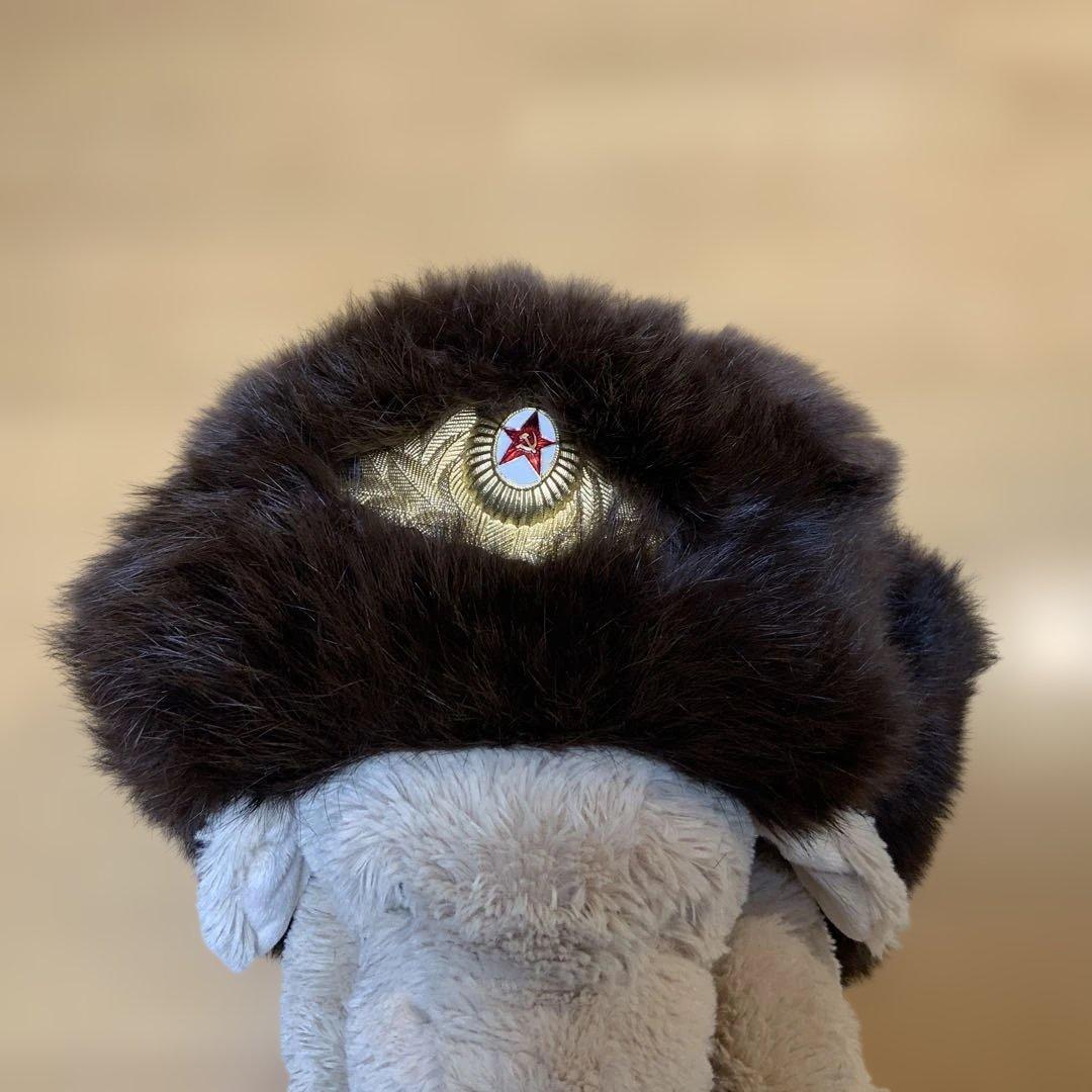 ソ連軍　ウシャンカ帽　リアルミンク 旧ソ連軍ウシャンカ防寒帽ロシア軍毛皮帽 ロシアン帽 ロシア陸軍26000の